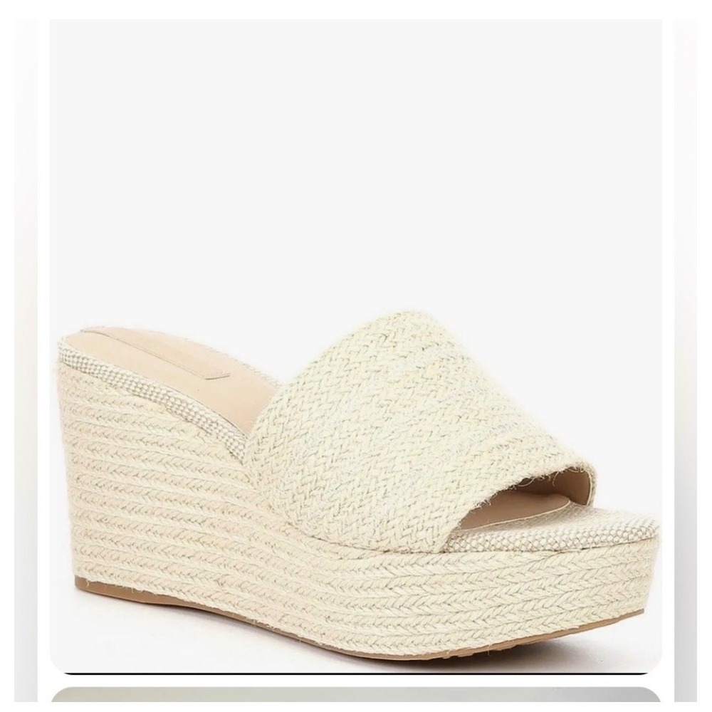 Copper Key Woven Espadrille Wedge Platform Slide Sandals Women 8 Cream Hamptons‎
